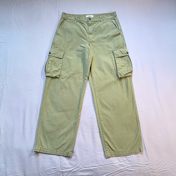Madewell Garment Dyed Straight Cargo Pants Olive Green Utility Sz 29🧡 - Picture 2 of 11